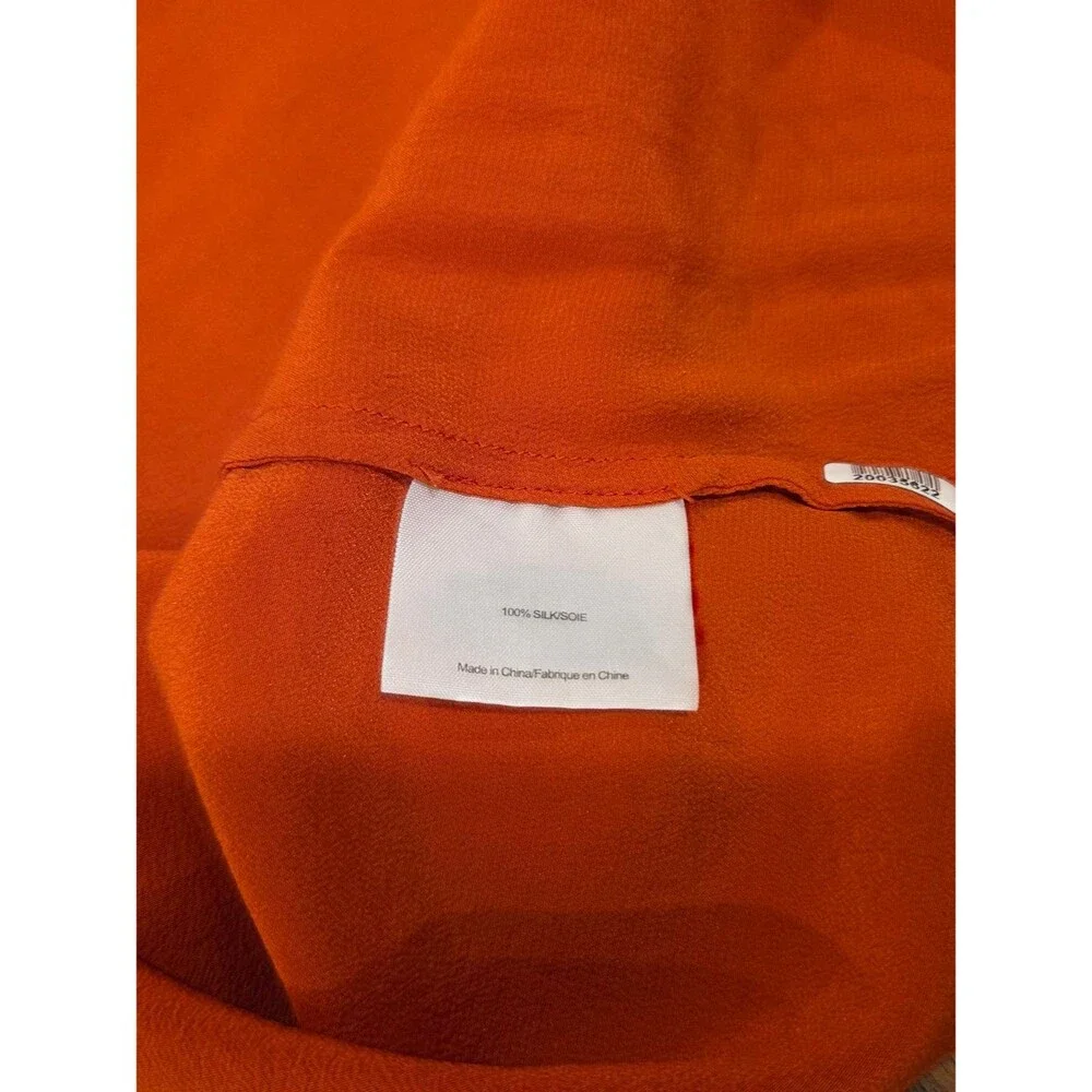 Tory Burch Vikki Shell 100% Silk Pleated Tank Top in Orange Quiet Luxury